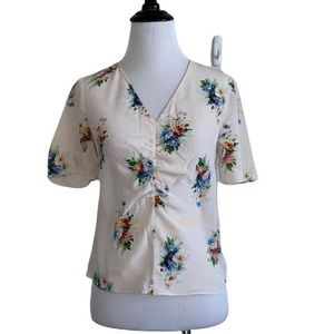 Madewell women’s Silk Shirred Front Top in Classic‎ Corsage